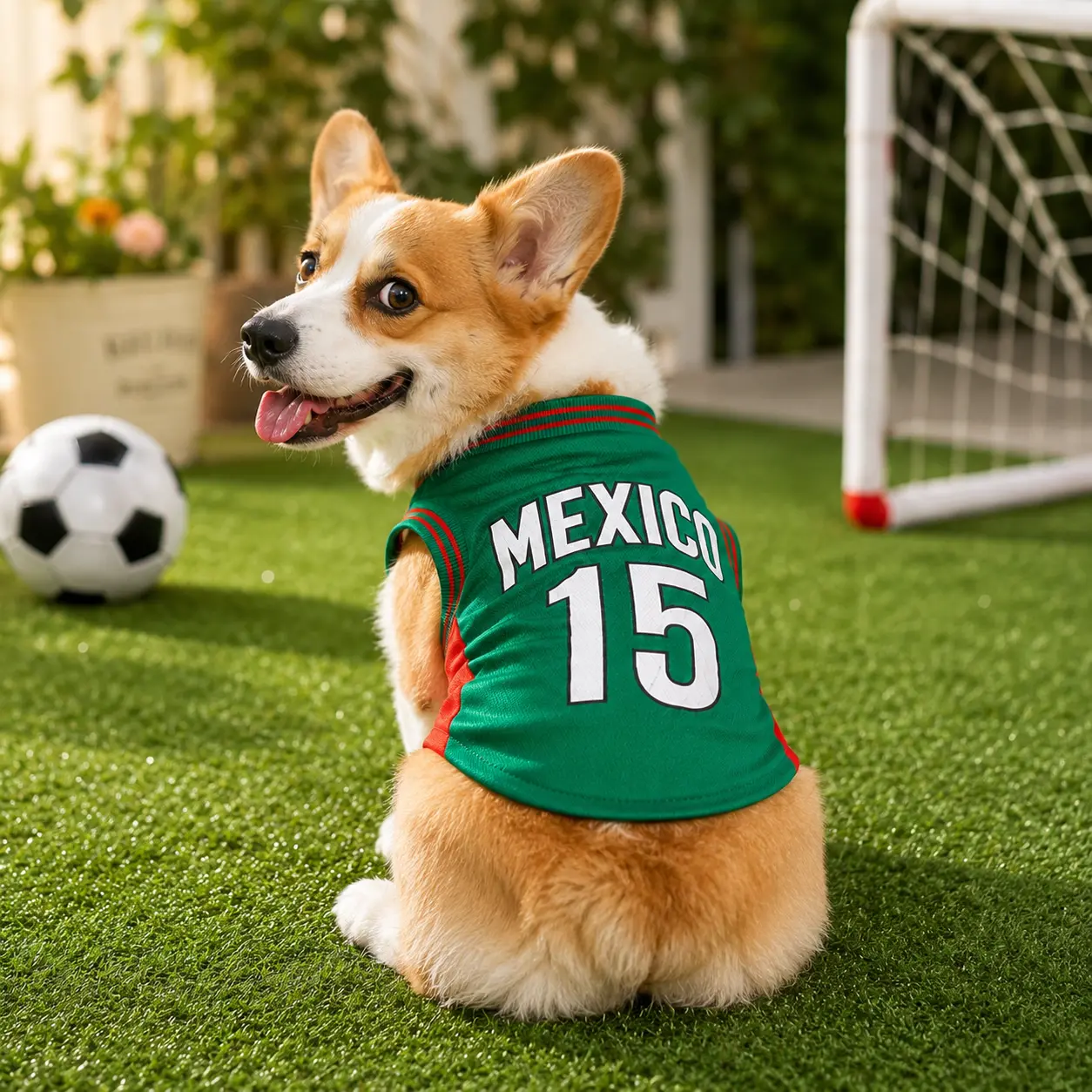 Mexico 15 Cat Jersey Shirt for Pets, Breathable Sleeveless Pet Soccer Vest, Lightweight Puppy Sports Outfit for Small Medium Pets, Cute Mesh Dog Cat Clothes for Daily Wear, Photos, Parties and Game Day