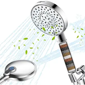 Filtered Shower Head with Handheld, High Pressure 9-Spray Modes Detachable Shower Head with Filter for Hard Water Remove Chlorine & Impurities, Improve Skin & Hair Health, 2 Filters, Chrome