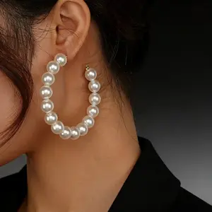 Elegant Vintage Faux Pearl Hoop Earrings - Chic Ear Accessories for Women’s Wedding & Party Elegant Vintage Faux Pearl Hoop Earrings - Chic Ear Accessories for Women’s Wedding & Party