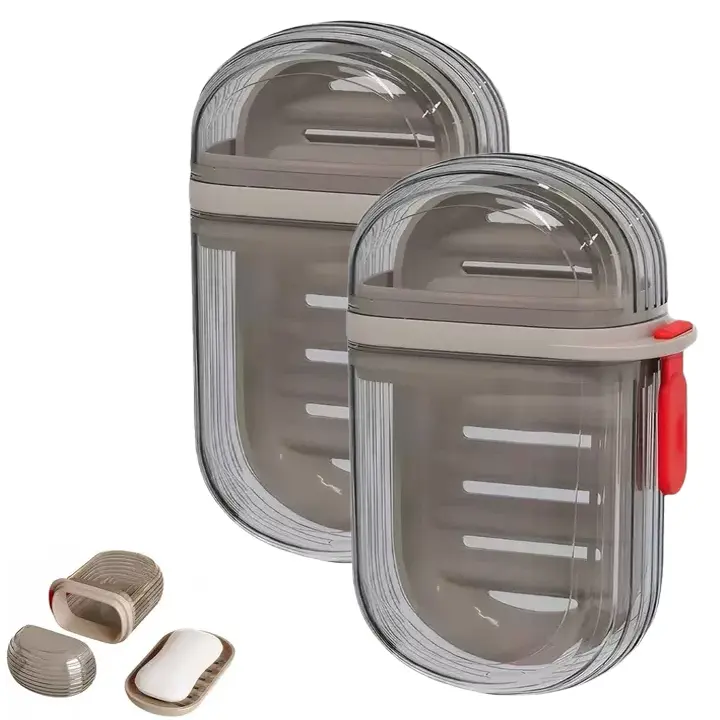 Travel Soap Case, Leakproof Soap Container with Lid, Portable Bar Soap Holder for Shower, Gym, Camping - Transparent