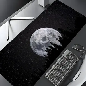 Full Moon Forest Pattern Mouse Pad, Large Gaming Mouse Pad, Aesthetic Desktop Decoration Protective Pad, Multi-size Rubber Pad for Laptop, Desktop Computer Games
