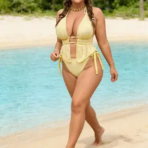 Summer swimsuit for women in European and American sizes, with adjustable straps and drawstrings, a sexy one-piece swimsuit for big sizes