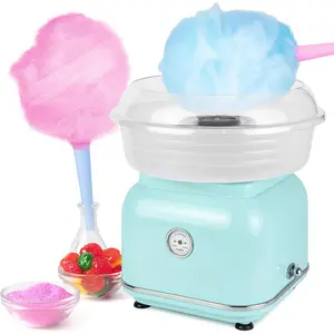 Classic Countertop Cotton Candy Machine, Manual, Retro Vintage Candy Maker Includes 2 Reusable Cones & Scoop, Aqua