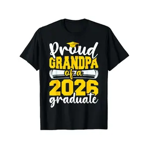 2026 Grandpa Graduate T-Shirt - Proud Grandpa of a 2026 Graduate & Diploma Design, Unisex Loose Fit Black Shirt with White & Golden Lettering, Graduation Gifts for Grandfathers, Parents, Family (Class of 2026)