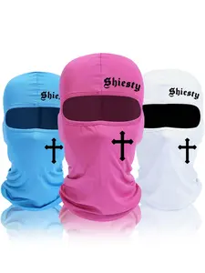 Letter & Cross Print Balaclava Face Mask, 2/3 Counts 2024 New Style Summer Cooling Hat for Daily Use, Uv Protector Motorcycle Ski Scarf Hat for Men Women