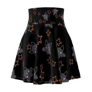 Skater Skirt, Cute Bats and Stars Print, Halloween Outfit, Gothic Clothing, Women's Fashion, Halloween Costume