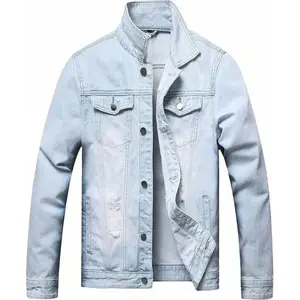 Jean Jacket For Men, Distressed Slim Denim Jacket