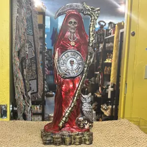 Santa Muerte statue 15 inch Red Clock