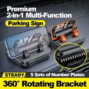 Universal Dashboard Car Phone Mount 360 Degree Rotation Phone Stand Mobile Phone Holder With Number Plate