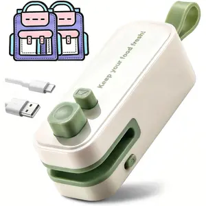 2 in 1 Mini Bag Sealer, Rechargeable Heat Sealer with  and ,Portable Chip Bag Resealer for  Storage Snacks Freshness