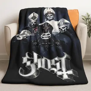 Swedish Rock Band Ghost Flannel Blanket, Figure Print Blanket, Ultra Soft Comfort, Ideal Gift for Fans, Home Decor, Perfect for Sofa and Bed, Decorative Giftable Blankets, Flannel Fleece Blankets