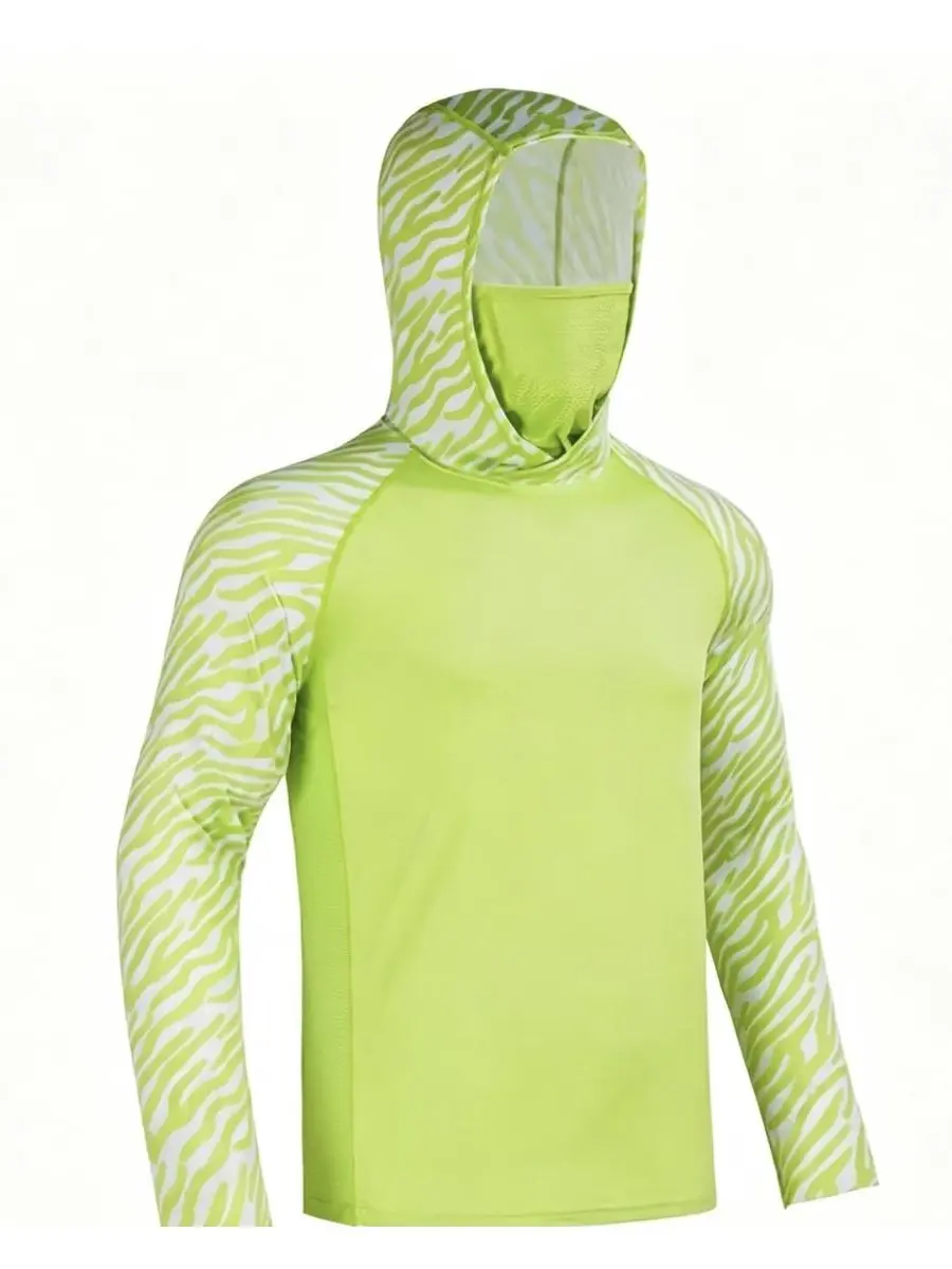 Male UPF 50+ Sun Protection Fishing Hoodie with Built-in Face Mask, Quick Dry, Lightweight & Breathable for Outdoor Activities #FishingGear SummerEssentials