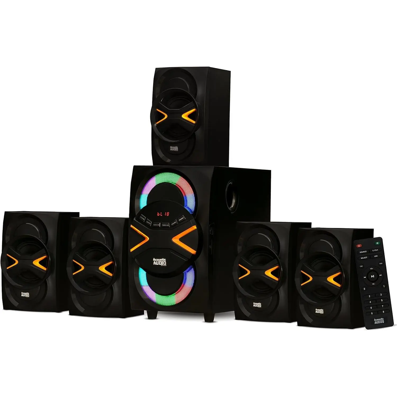 5.1 Speaker System 5.1- with LED lights and   Theater Speaker System, Black (AA5210)