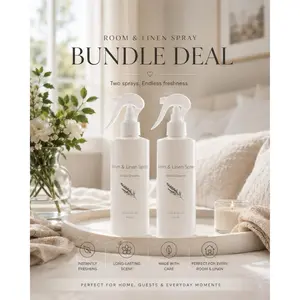 Room & Linen Spray Bundle Deal - 25 $ for 2 - Instantly Freshens Long Lasting Scent Made with Care Perfect for Home Guests & Everyday Moments