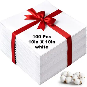 100 Pcs10x10 Inches  Fabric Squares Precut Quilting Fabric  White  Fabrics Squares for DIY Beginners Sewing Craft(White)