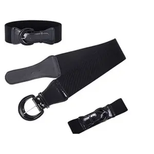 Womens Belt retro vintage Stretchy Cinch Belt 3 Inch Wide High Waist pinup style Black