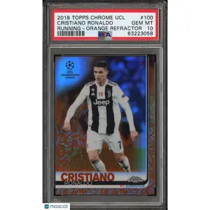 2018 Topps Chrome UEFA Cristiano Ronaldo #100 Orange Refractor PSA 10 Pop 5 /25