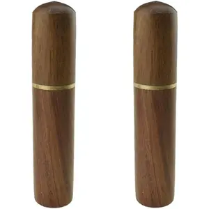 2 Pcs Light Brown Portable Wooden Travel Toothpick Case Mini Pocket Toothpick Container Dispenser Storage Box for Sewing Needle Handmade Craft