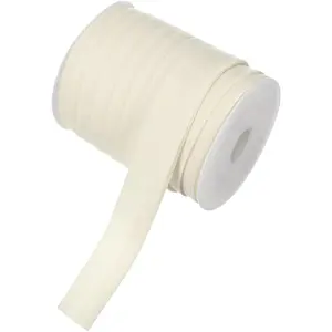 Double Fold Bias Tape 1 Inch 25 Yards Cotton Bulk Bias Binding Tape for Sewing Seaming Hemming Binding Quilting DIY Craft Beige White