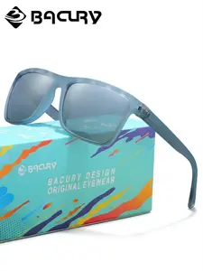 BACURY Casual And Versatile Polarizing Film Men'S Sunglasses, Classic Square Frame, Comfortable Nose Support, Uv Protection, Driving And Fishing, Reducing Glare, Driving Shades