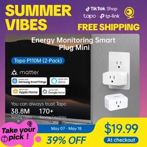 [Summervibes] TP-Link & Tapo P110M (2-Pack) | Matter-Certified Mini Smart Plug with Energy Monitoring, Works with Alexa, Google, Siri & SmartThings, 15 A, UL Listed, Remote & Voice Control, Schedules, Away Mode – White