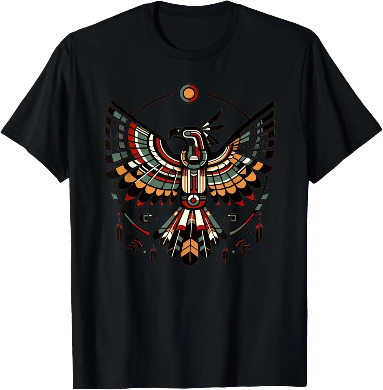 Women's Vintage Graphic T-Shirt Featuring a Thunderbird Print, 100% Cotton Casual Short-Sleeve Distressed Streetwear, Tshirt, Shortsleeve, Round Neck