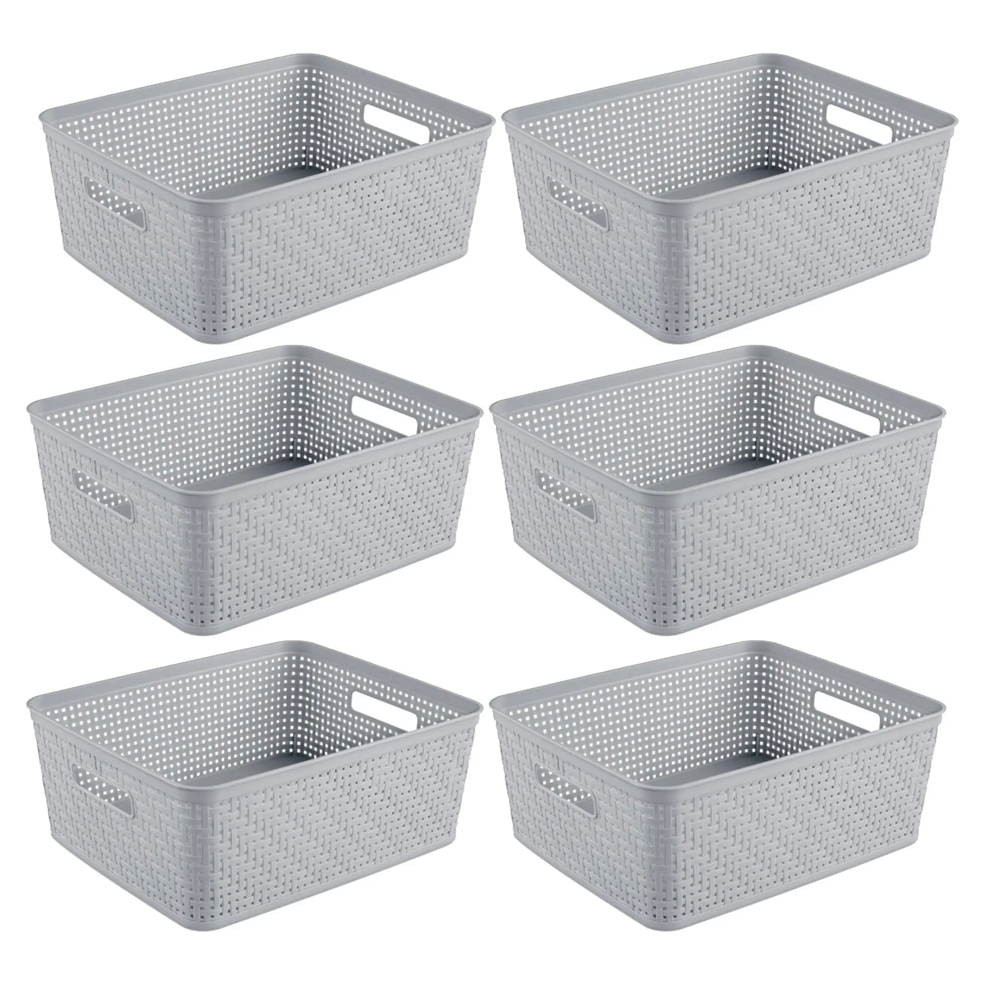 Sterilite 14'' x 11.5'' x 5'' Woven Rectangular Short Basket Organizer (6 Pack) Sterilite 14'' x 11.5'' x 5'' Woven Rectangular Short Basket Organizer (6 Pack)