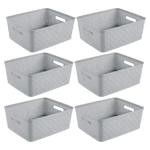 Sterilite 14'' x 11.5'' x 5'' Woven Rectangular Short Basket Organizer (6 Pack) Sterilite 14'' x 11.5'' x 5'' Woven Rectangular Short Basket Organizer (6 Pack)