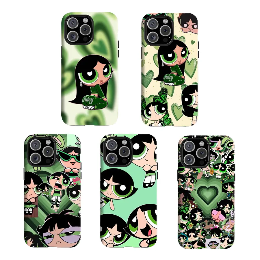 Y-The P0werpuffff Girls Buttercuppp Collage Case,Having good protective properties,for iPhone17 ProMax /16/15/14/13/12/11 Plus for Samsung phones, suitable for both men and women,