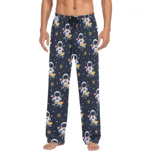 Men's Pajama Pants Super Soft Astronaut Surfing Cartoon Sleep Lounge Pants Pjs Bottoms with Pockets