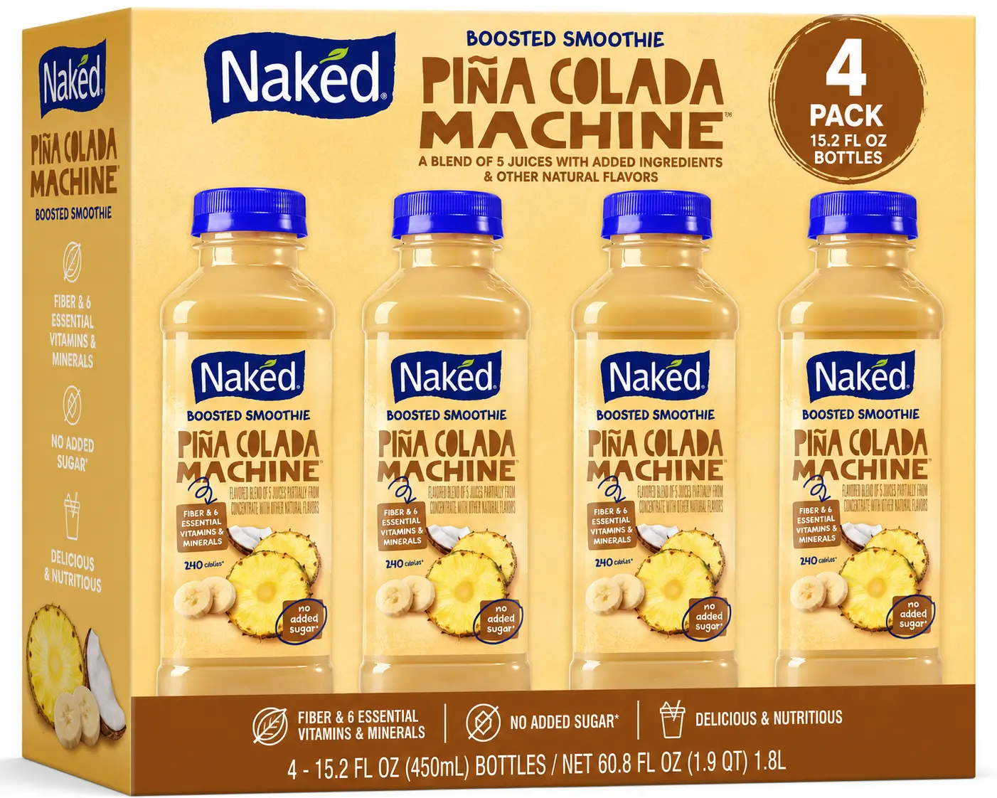 Naked Boosted Smoothie Pina Colada Machine, 15.2 fl oz Bottle