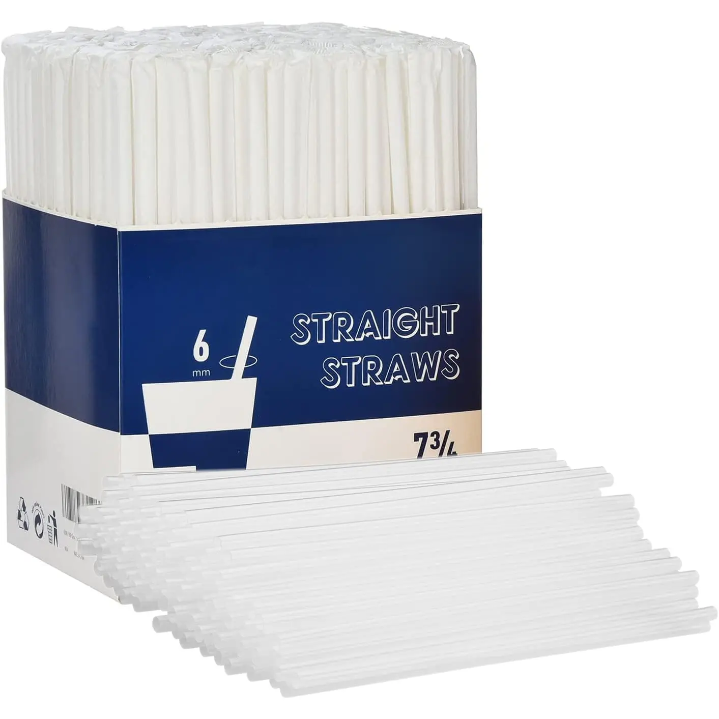 500-Pack Clear Plastic Drinking Straws, Individually Wrapped Plastic Disposable Straight Party Straws - 7.75" x 0.23"
