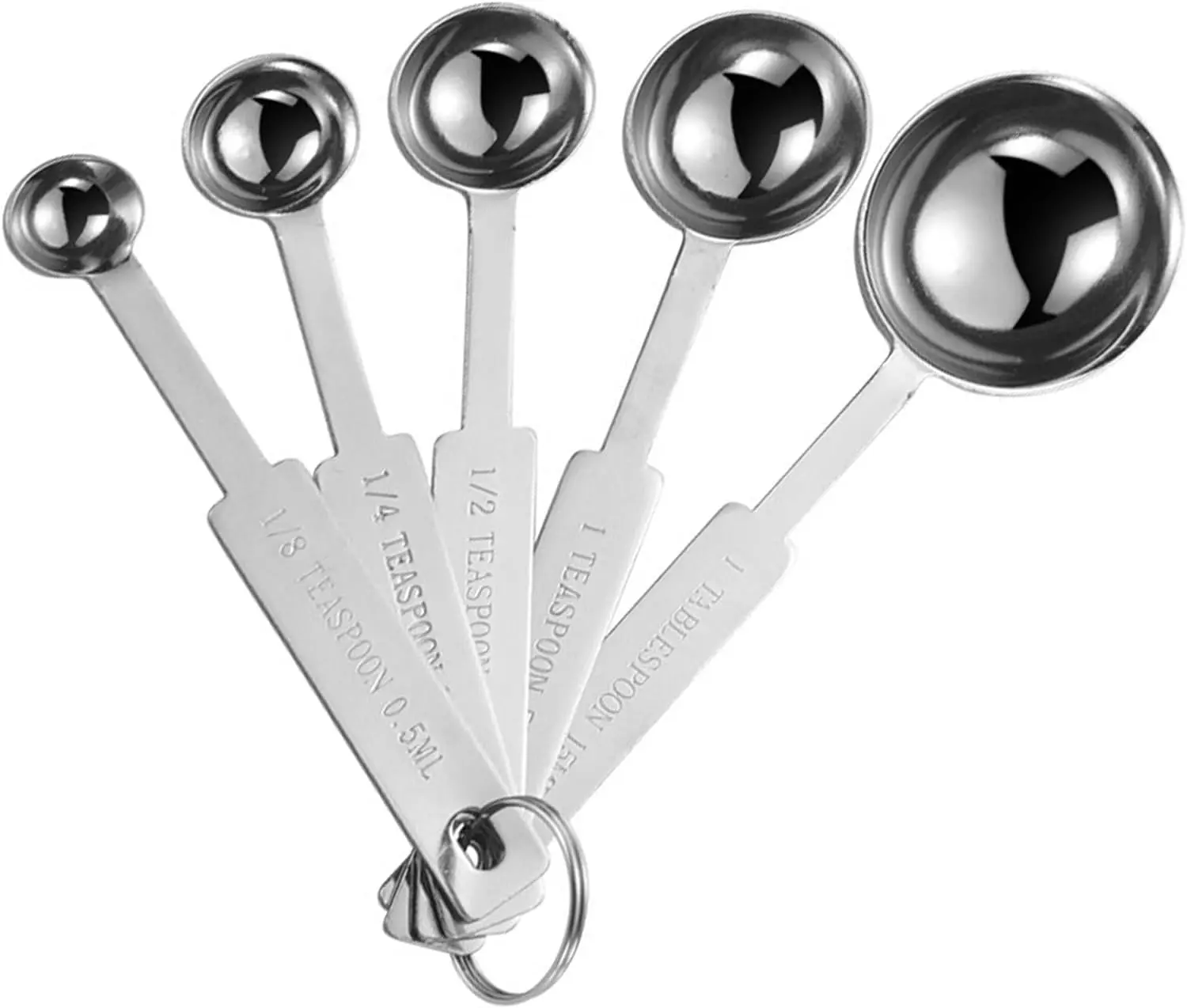 5PCS Stainless Steel Measuring Spoons Set | 1/8 tsp, 1/4 tsp, 1/2 tsp, 1 tsp & 1 tbsp | Kitchen Baking & Cooking Measuring Tools