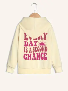 Girl's Letter Print Hoodie, Casual Long Sleeve Hooded Sweatshirt for Spring & Fall, Kids Clothes for Daily Wear