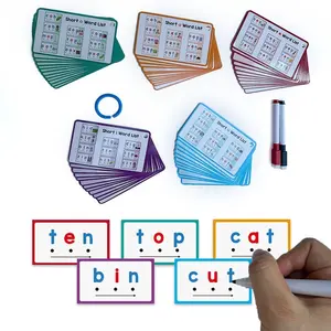 Reusable English Learning Flash Cards - Double-Sided Wipe-Clean Writing Cards for Kids | Early Education Cognitive Toys, Perfect Christmas Gift, Vocabulary Flashcards