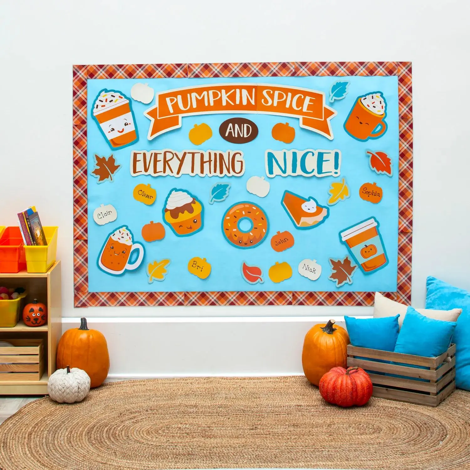 Fun Express Pumpkin Spice & Everything Nice Classroom Bulletin Board Set - 73 Pc.