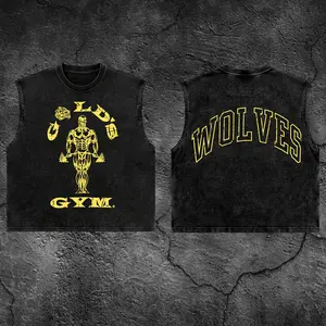 Wolves Gold's Gym Oversize Washed Tank, Gym Apparel, Workout Tank, Training Men's Top, Aesthetic Tank, Discipline, Strength, Focus