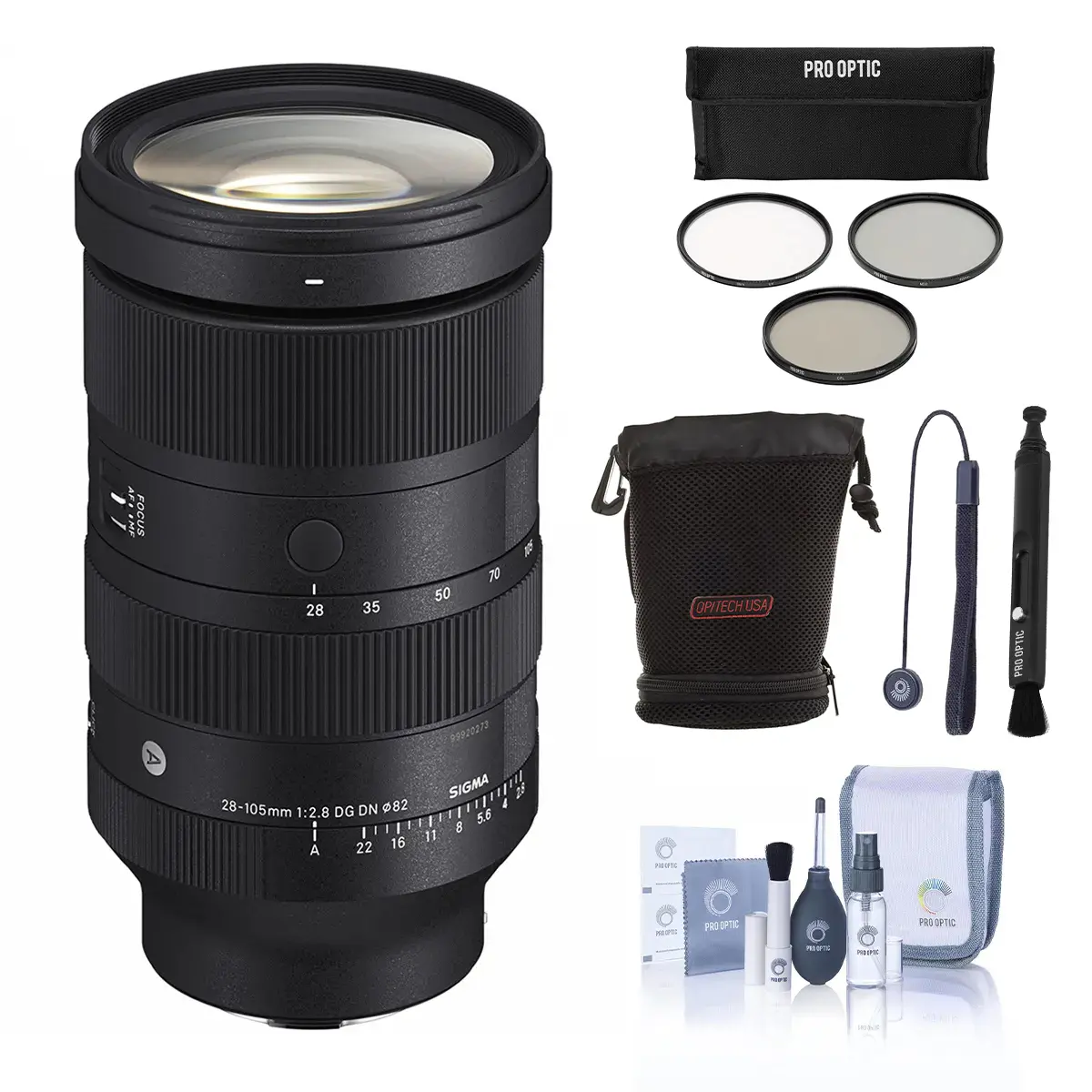 Sigma 28-105mm f/2.8 DG DN Art Lens for L Mount, Bundle with 82mm Filter Kit, Soft Lens Case, Lens Cleaner, Lens Cap Tether and Cleaning Kit