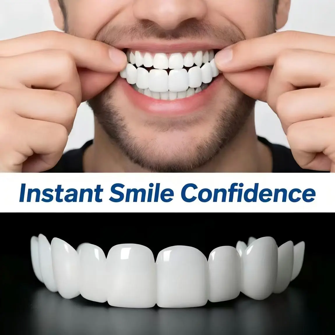 Silicone Simulated Oral Dental Braces - Teeth Whitening Cosmetic Braces for Denture Stains from Coffee instant confident smile portable