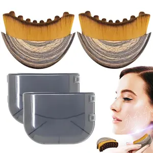 New Lymphatic Contour Facial Brush Ergonomic Wooden Design with Nylon Bristles for Lymph Drainage Massage and Jawline Definition Facial Care Tools