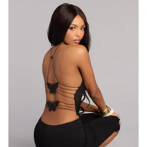 Back For Compliments Mesh Butterfly Top