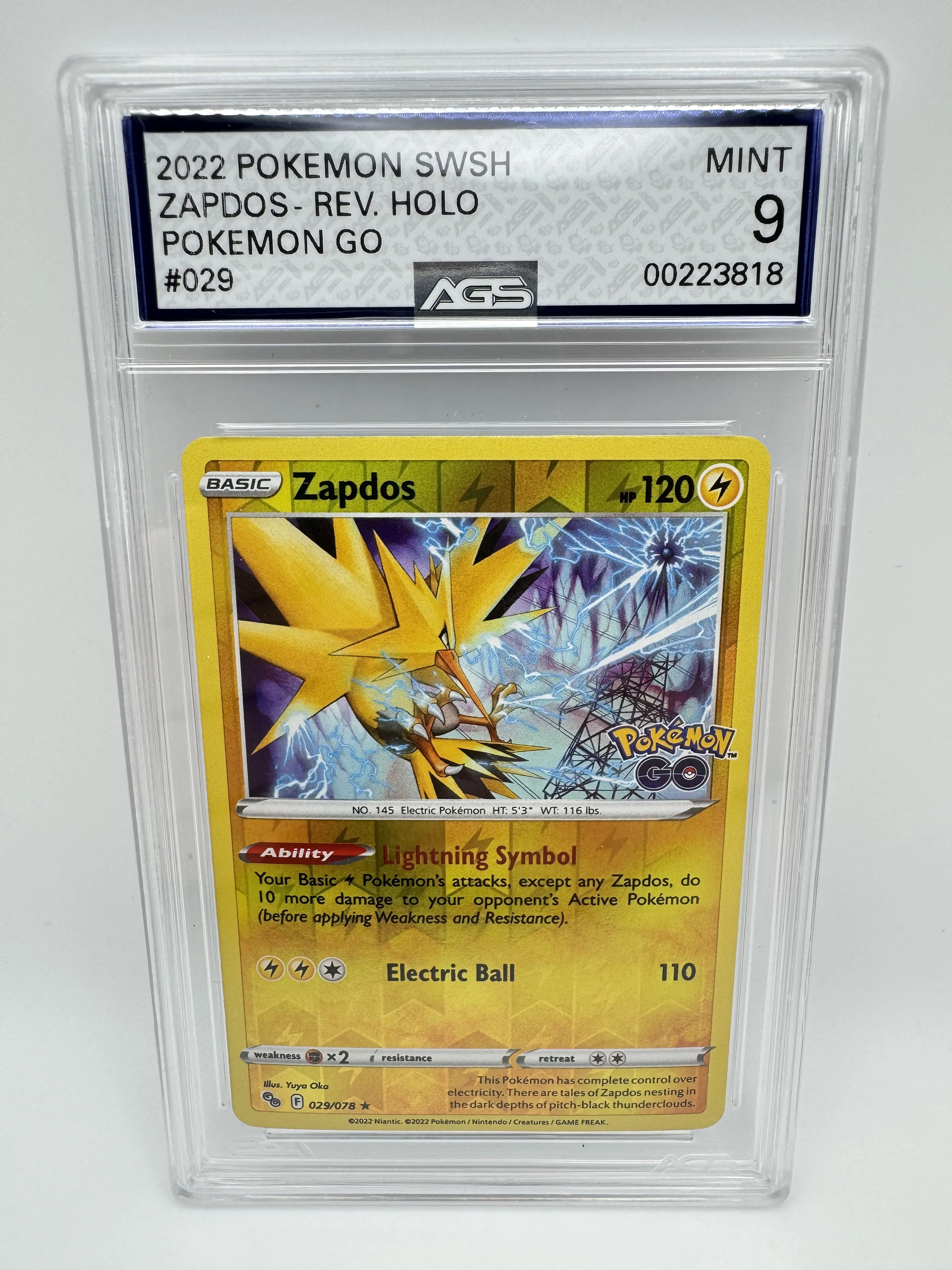 Graded AGS 9 Zapdos REVERSE 2022 Pokemon GO 029 Holographic Pokemon Card -  TikTok Shop