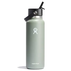 Hydro Flask 40oz Wide Mouth Flex Straw Bottle - Agave: Double-Wall, BPA-Free, Leakproof