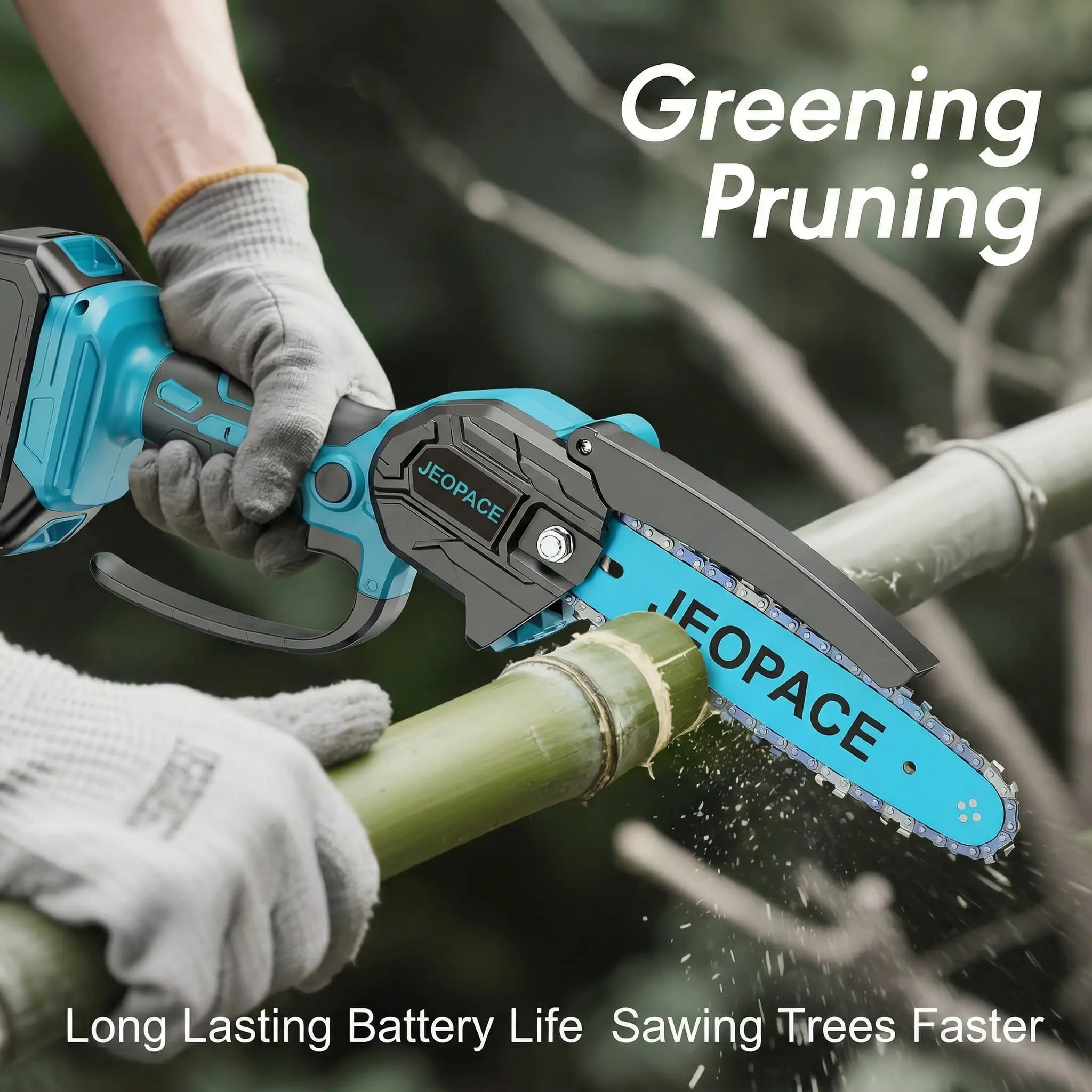 Portable Cordless Lithium-Ion Chainsaw, 6-Inch Handheld Rechargeable Logging Saw with Long Battery Life, Low Sawdust Splatter, 1-Hand Operation, Ideal for Garden Tree Trimming & Branch Cutting,  great holiday gift