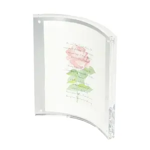 FixtureDisplays® 4 x 6 Magnetic Picture Frame for Tabletop, Curved Box - Clear Acrylic 19188 19188