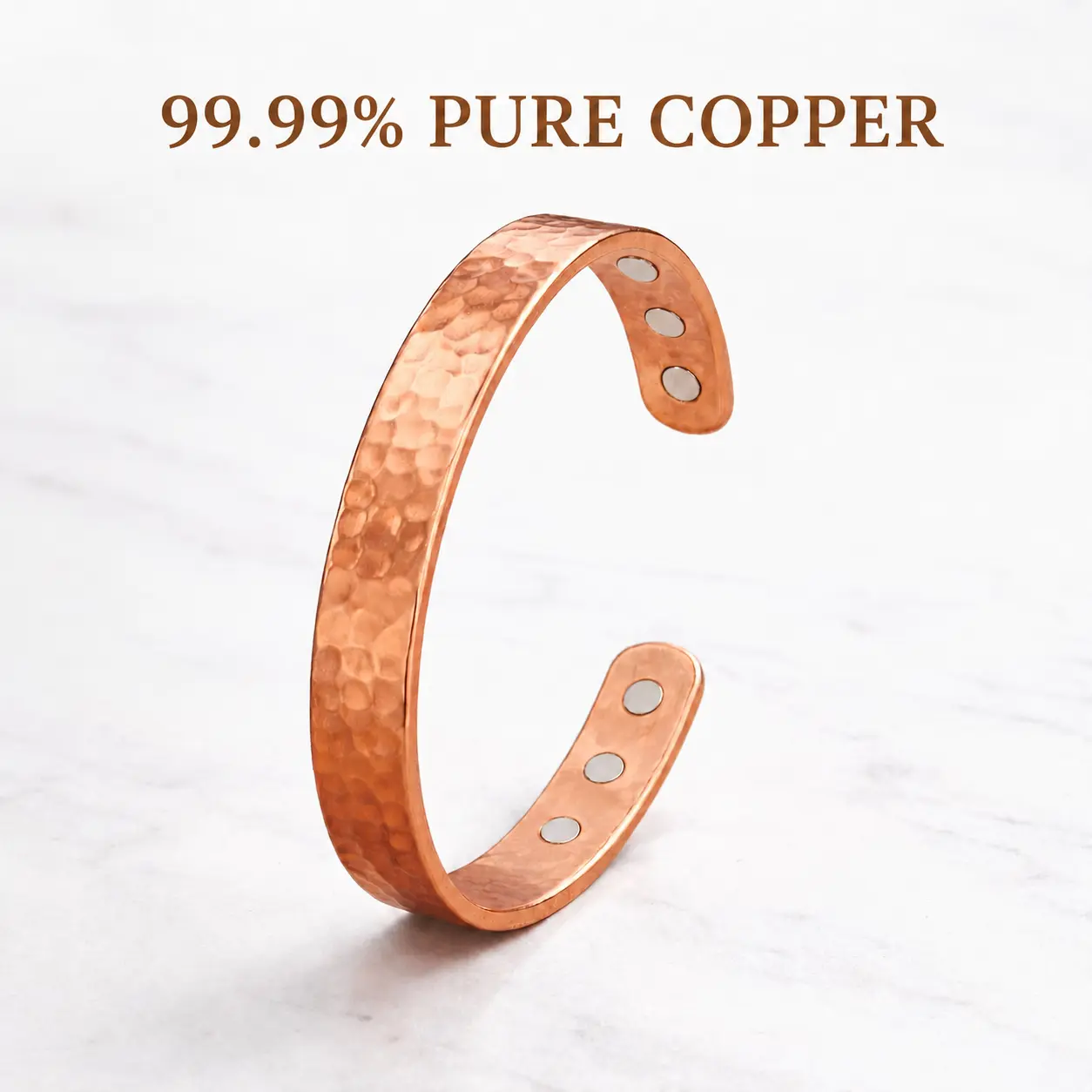 Handcrafted Hammered Copper Magnetic Fashion Bracelet - Jewelry Bracelet, Adjustable Cuff, Arthritis Support Gift, 6.5-7 in, Everyday Wear, Father’s Day/Anniversary Present