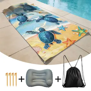 Beach Towel Pillow Set, Inflatable Pillow & Beach Pins, Drawstring Bag Included, Perfect for Summer Vacations, Comfortable & Durable