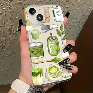 Matcha Coconut Milk Tea Scoop Phone Case, Compatible with iPhone 17 16e 16 15 14 13 12 11 Pro Max Mini Air XR XS X 7 8 Plus, Soft Tpu Back Cover