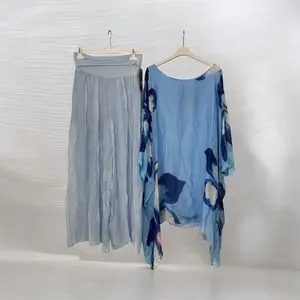Italian Silk Blouse & Pant Set | One Size | Elegant Two-Piece Outfit