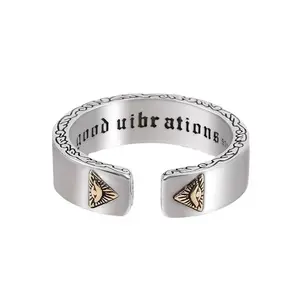 Adjustable Gothic Vintage Eye of Providence Ring for Men and Women, Open-Ended Personalized Ring with Lettering custom rings